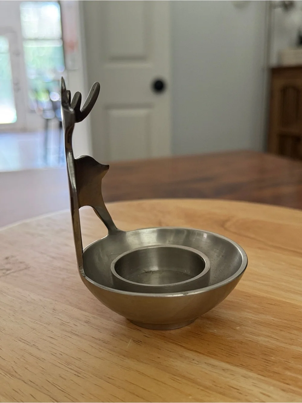 Vintage Eddie Bauer Pewter Reindeer Votive Candle Holder